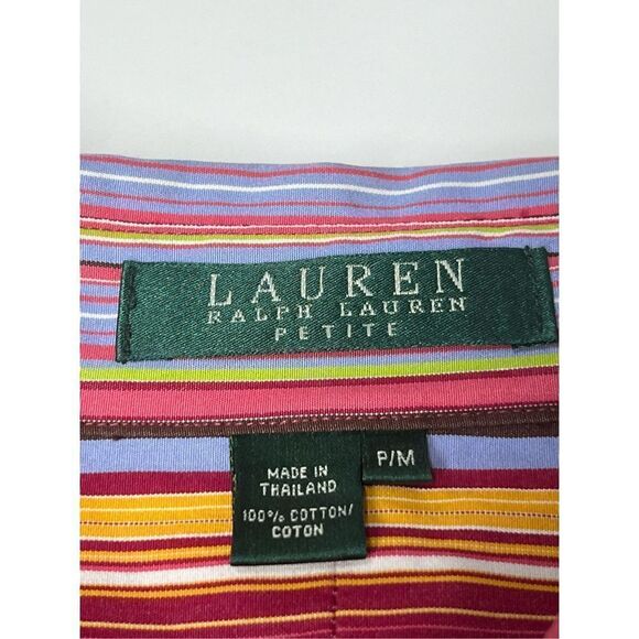 Lauren Ralph Lauren Womens Plus Size M P  Multicolor Stripe Cotton Button Up Shi - Picture 7 of 8